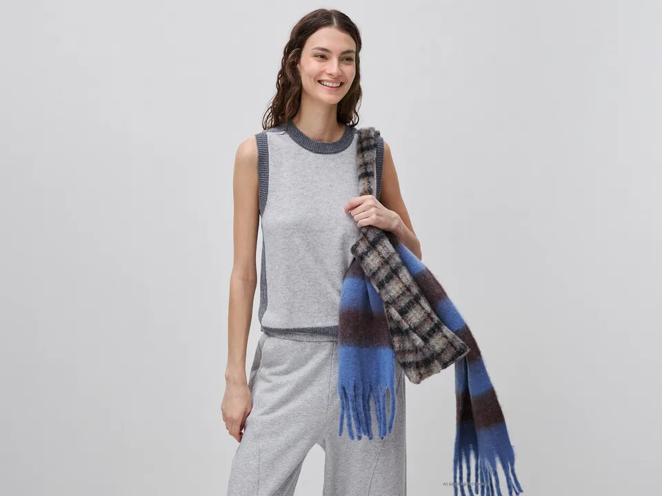 United Colors of Benetton Gilet lana 100% XS color block caldo