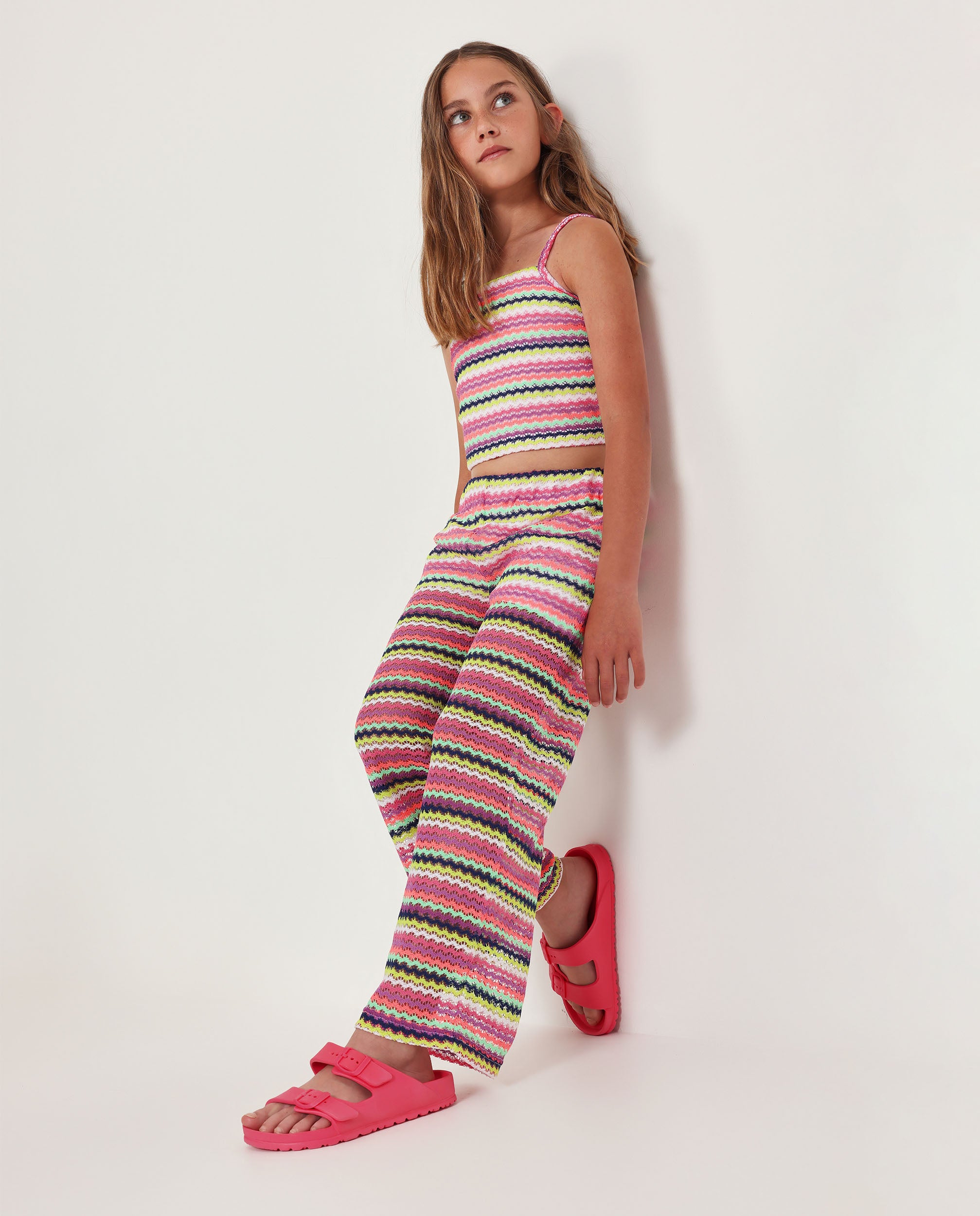 TucTuc Pantaloni Maglia Zig Zag Rosa Bambina