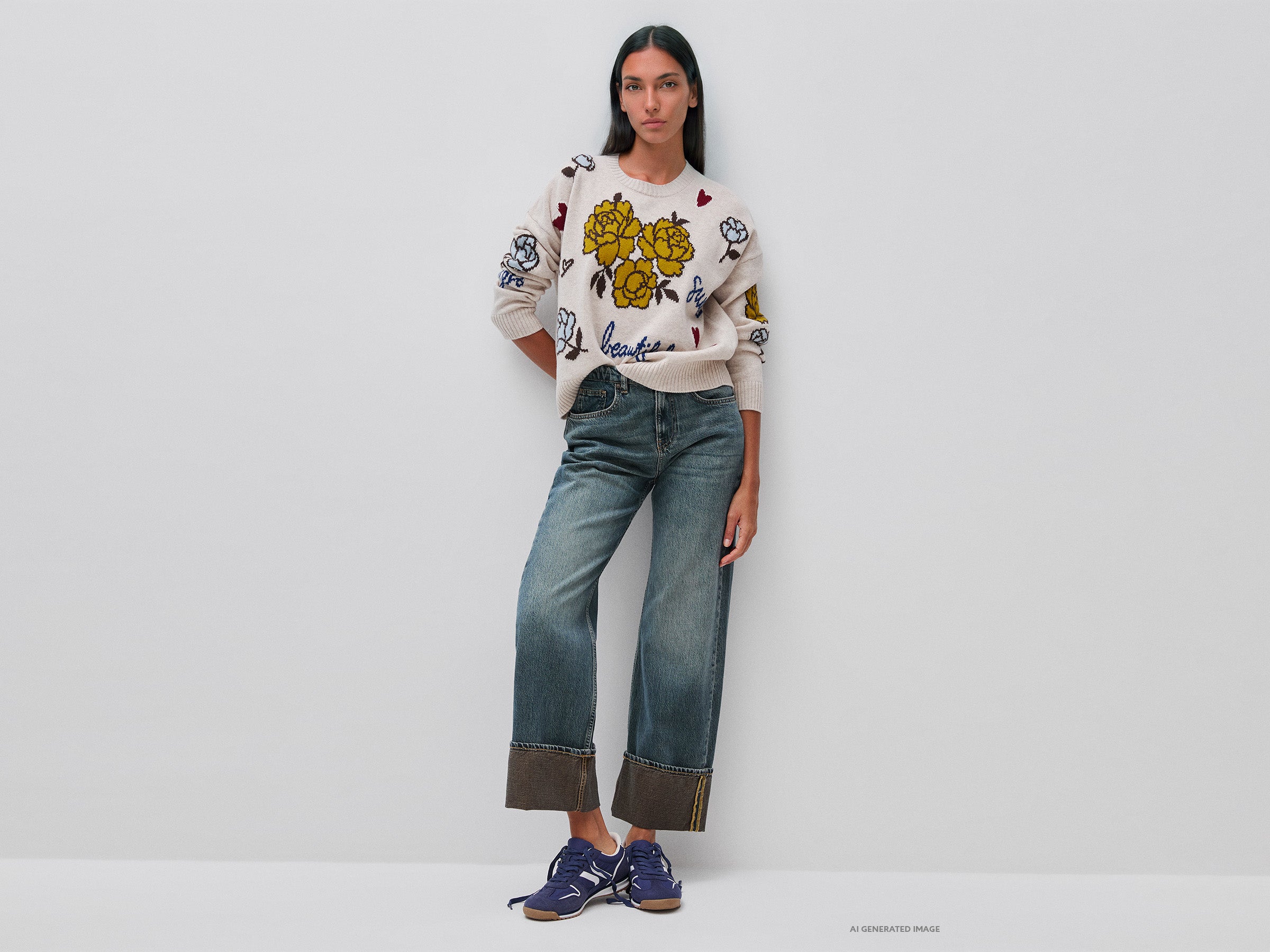 United Colors of Benetton Sweaters Maglione lana fiori S