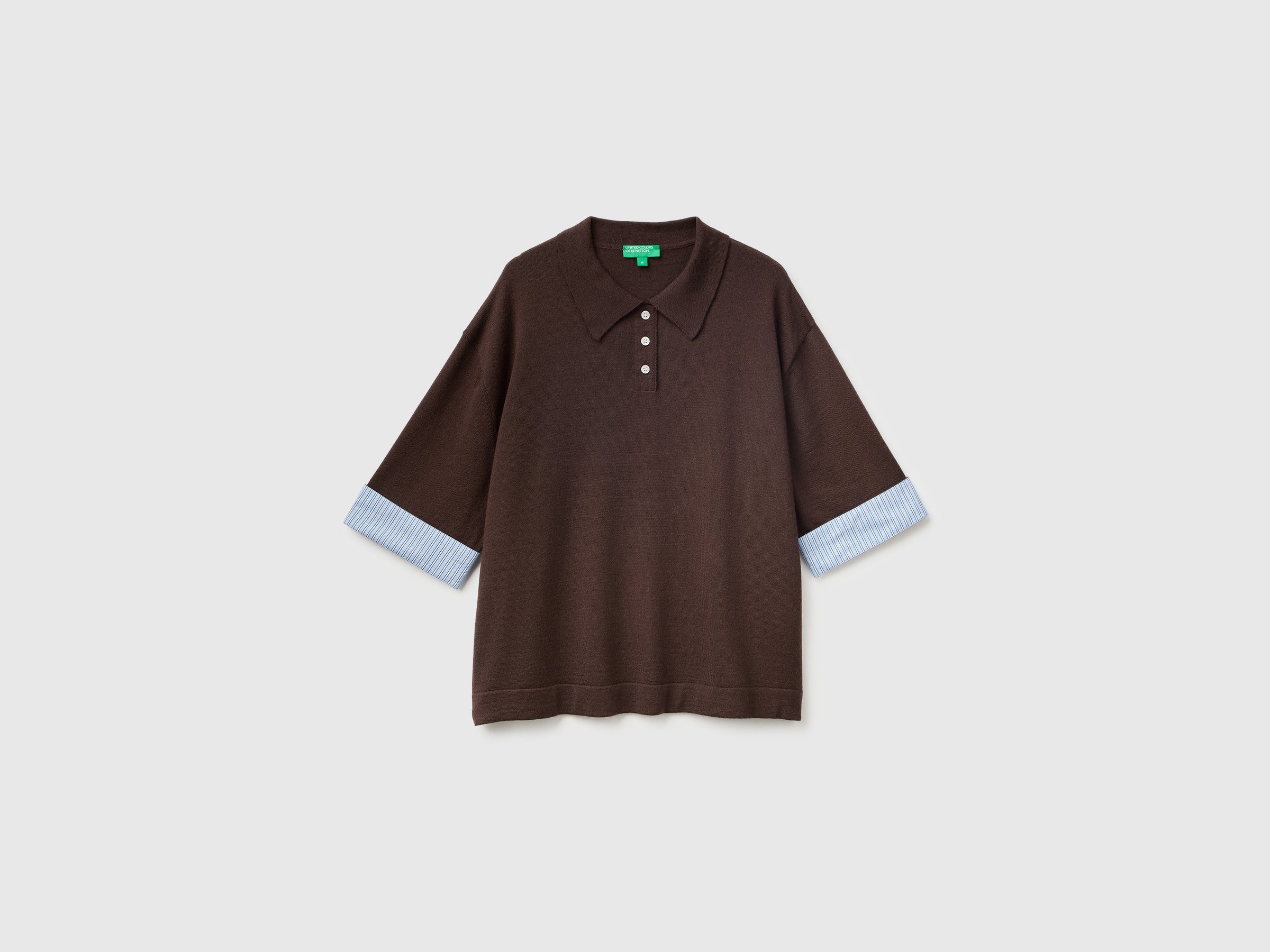 United Colors of Benetton Polo misto lana inserti popeline