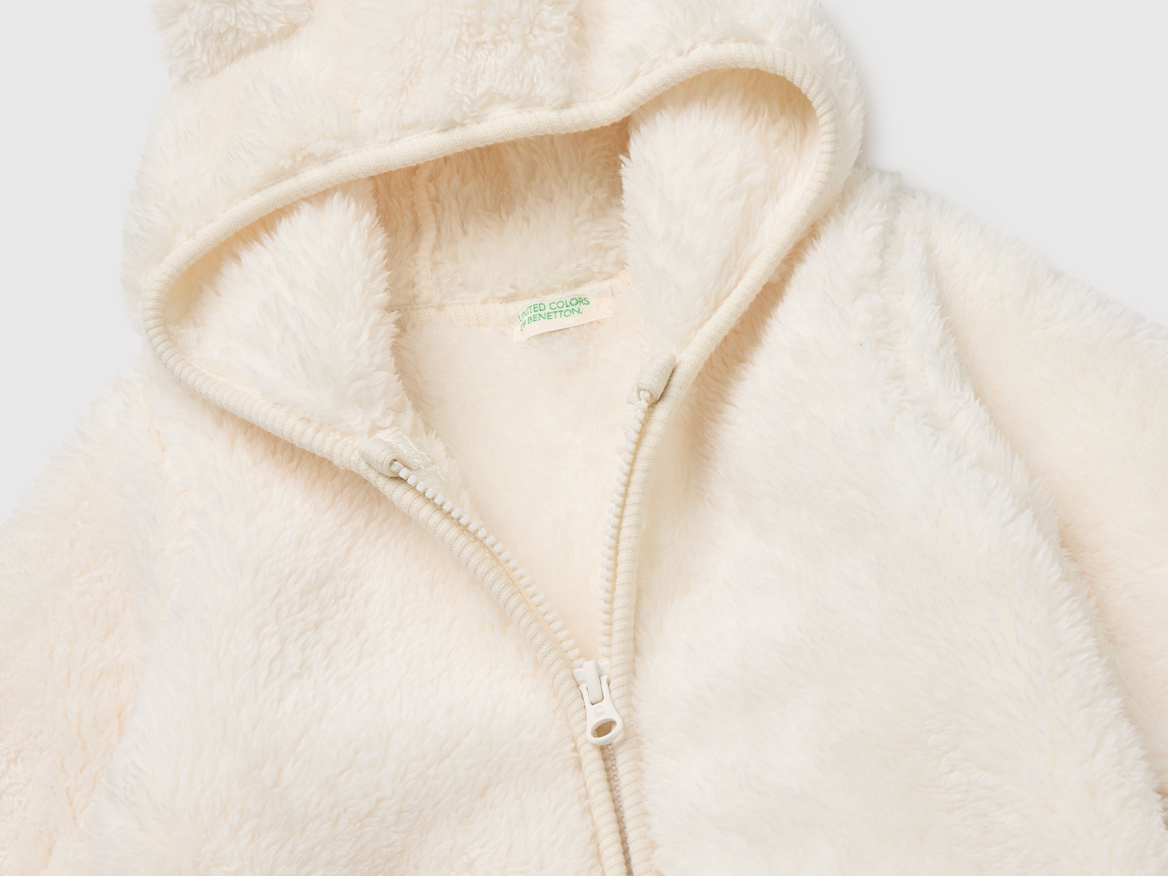 United Colors of Benetton Felpa neonato teddy orecchie zip