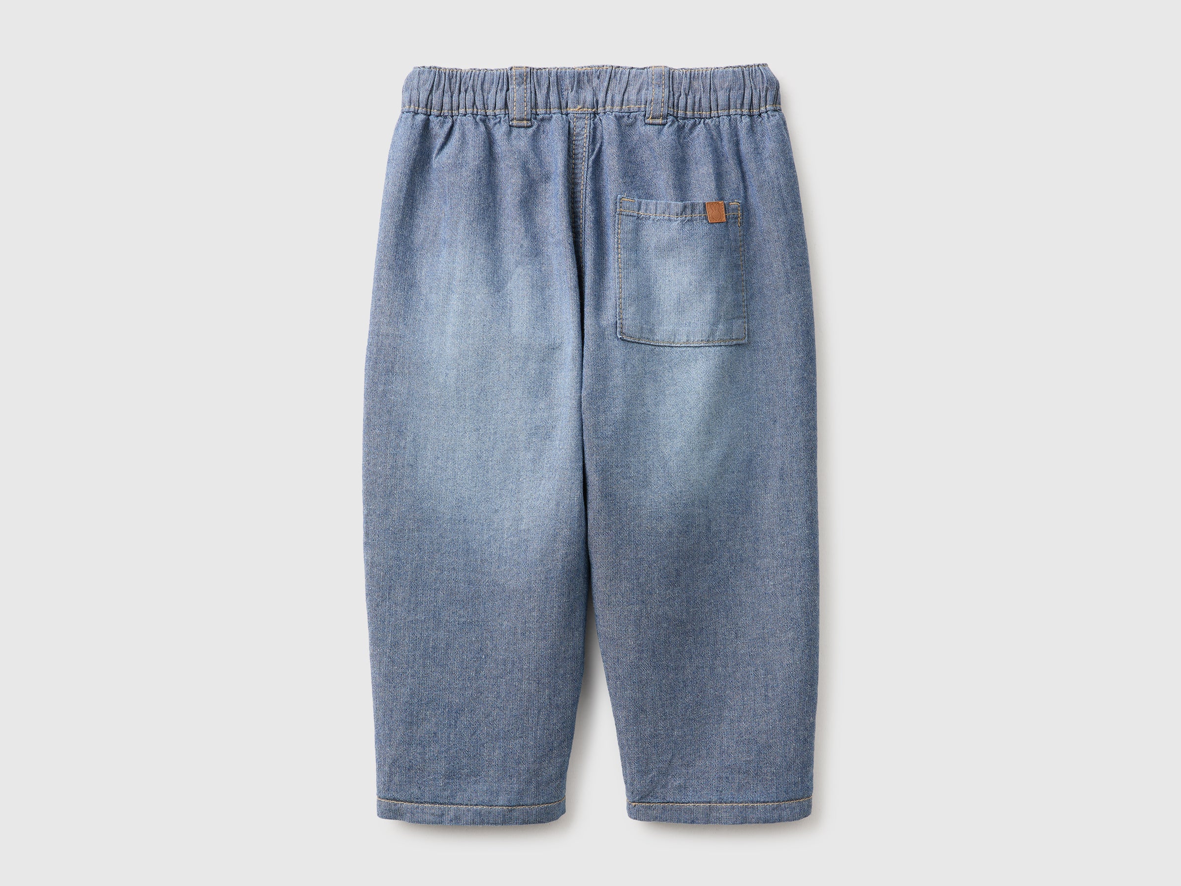 Benetton Pantaloni chambray neonato cotone coulisse