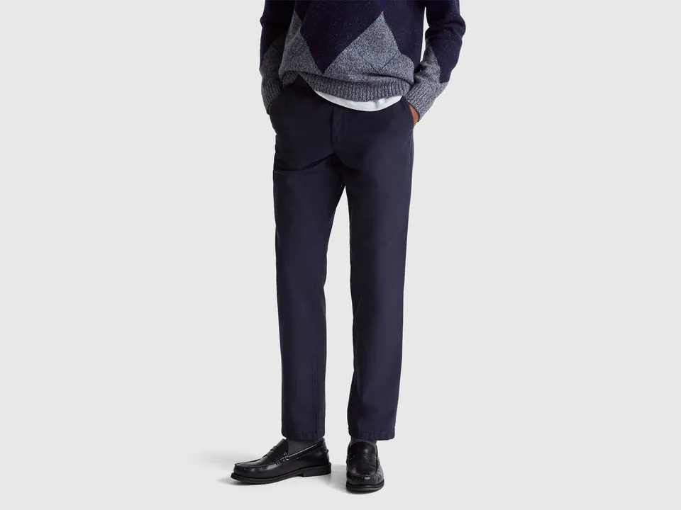 United Colors of Benetton Chino Slim Pantaloni Cotone Tinta Capo