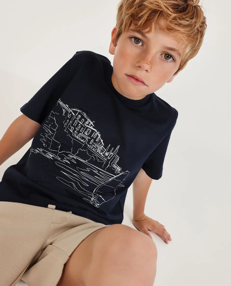 TucTuc Magliette t-shirt bimbo vela blu navy cotone