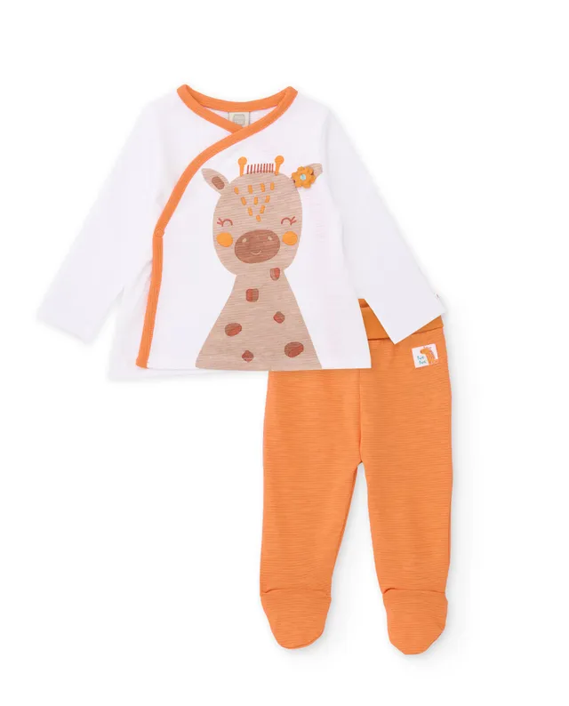 TucTuc Completi completo neonato stampa giraffa bianco