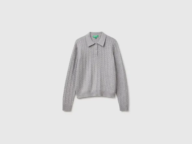 United Colors of Benetton Polo Treccine Maglione Lana Taglia M