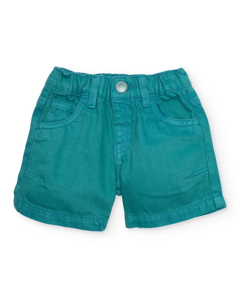 TucTuc Bermuda tessuto bambino turchese vita elastica tasche