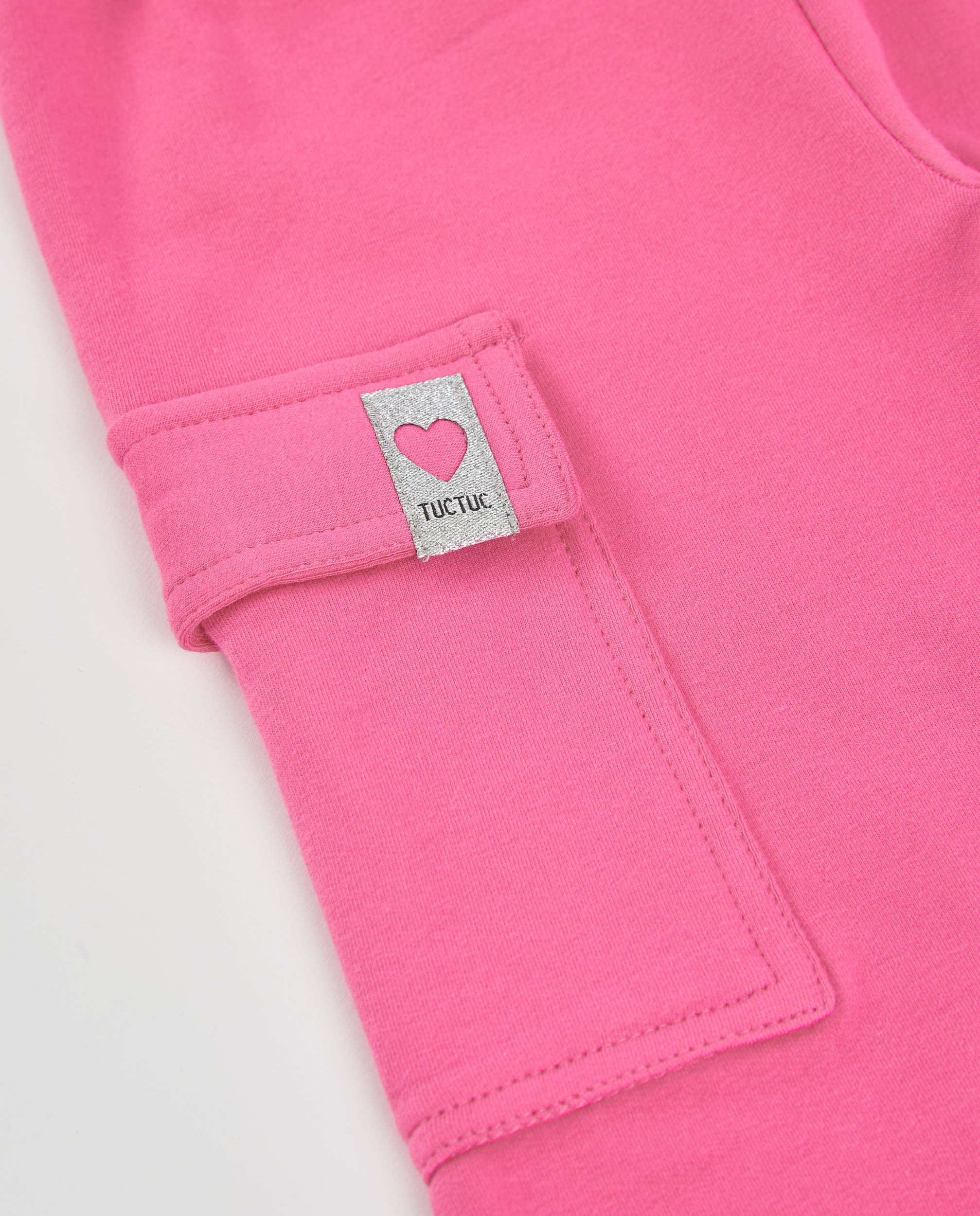 TucTuc Pantaloni felpa bambina rosa cargo vita elastica