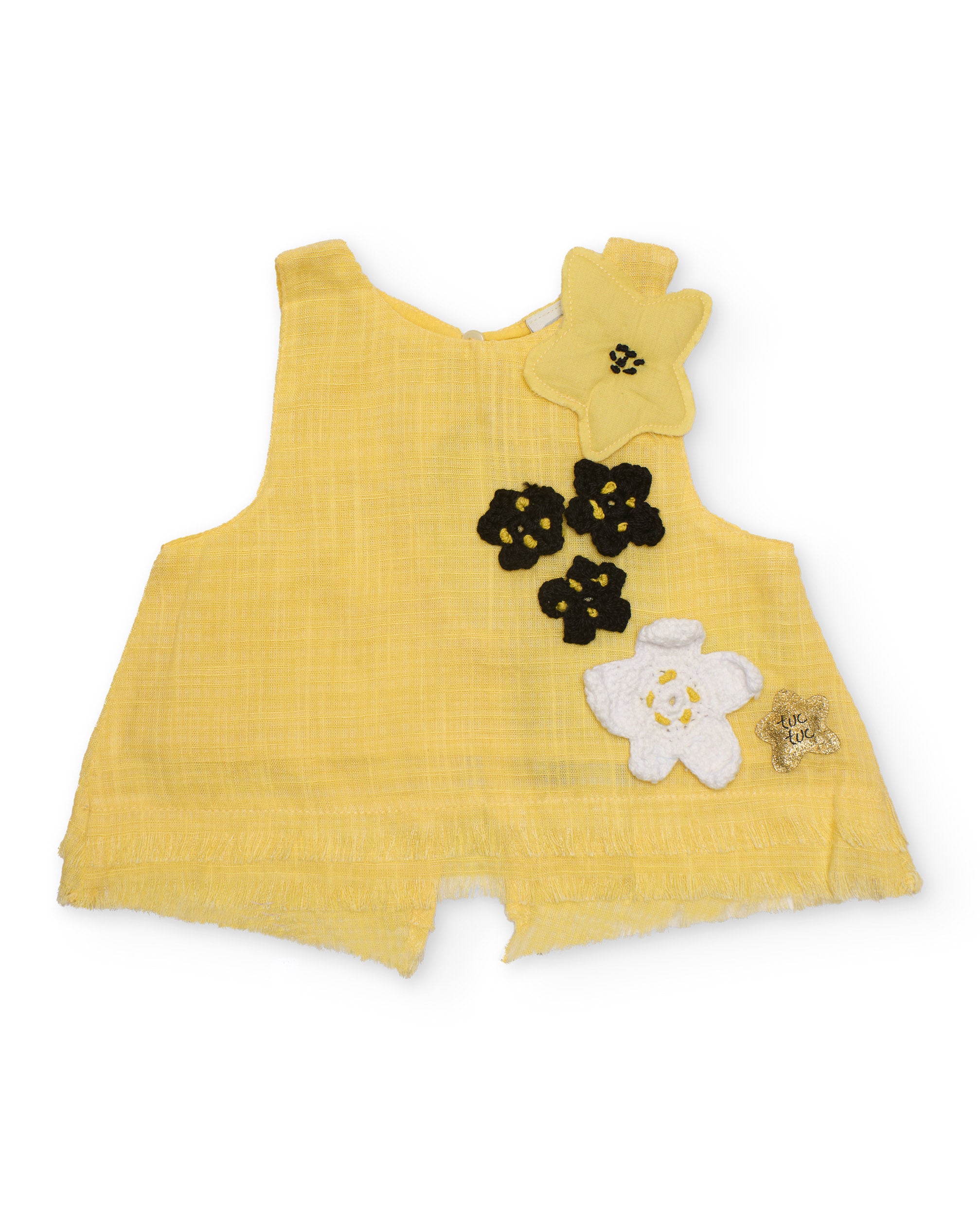 TucTuc Camicette blusa bambina gialla fiori smanicata