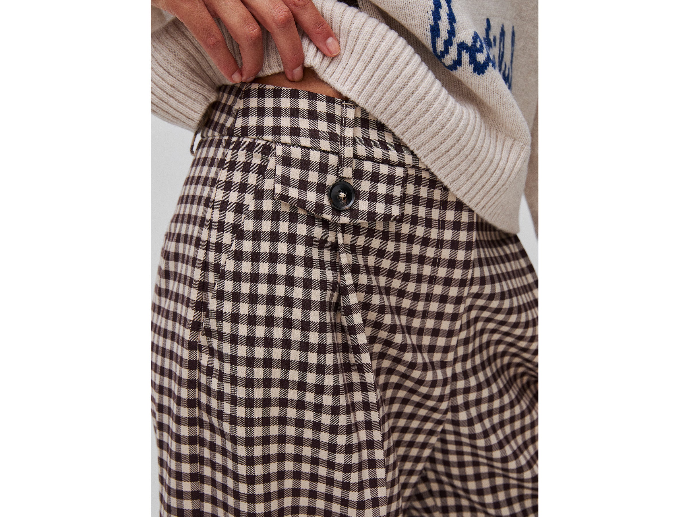 United Colors of Benetton Pantaloni gingham quadri viscosa