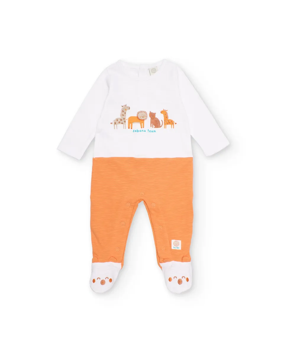 TucTuc Tutine Pagliaccetto Tutina Bianco Corallo Neonato