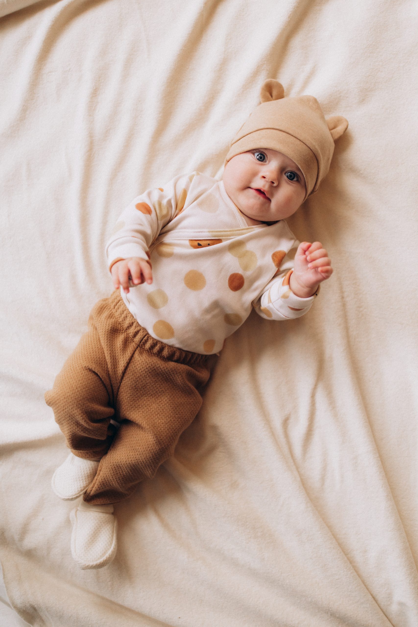 Woolly Organic Baby Beanie Teddy Ears cappellino cotone bio