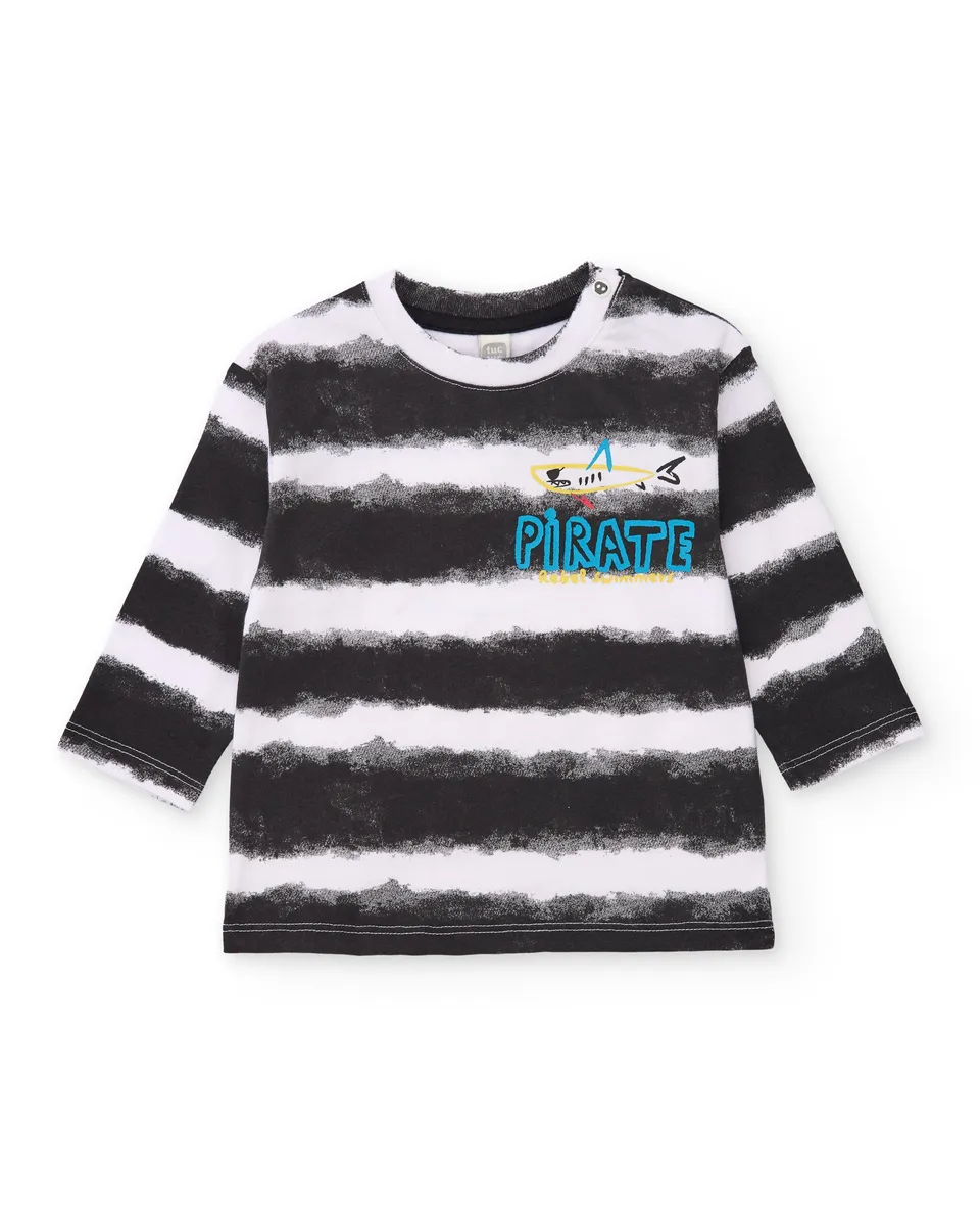 TucTuc Magliette T-shirt bambino nera righe pirata