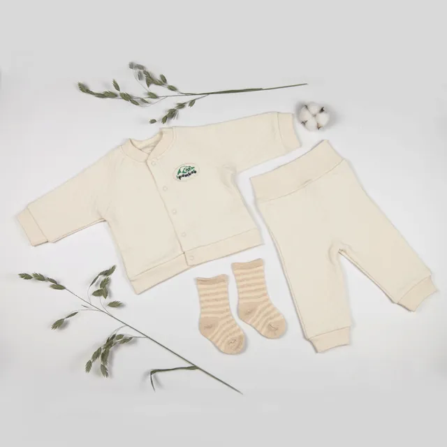 Pamboo Organic Set neonato 3 pezzi cotone bio panna