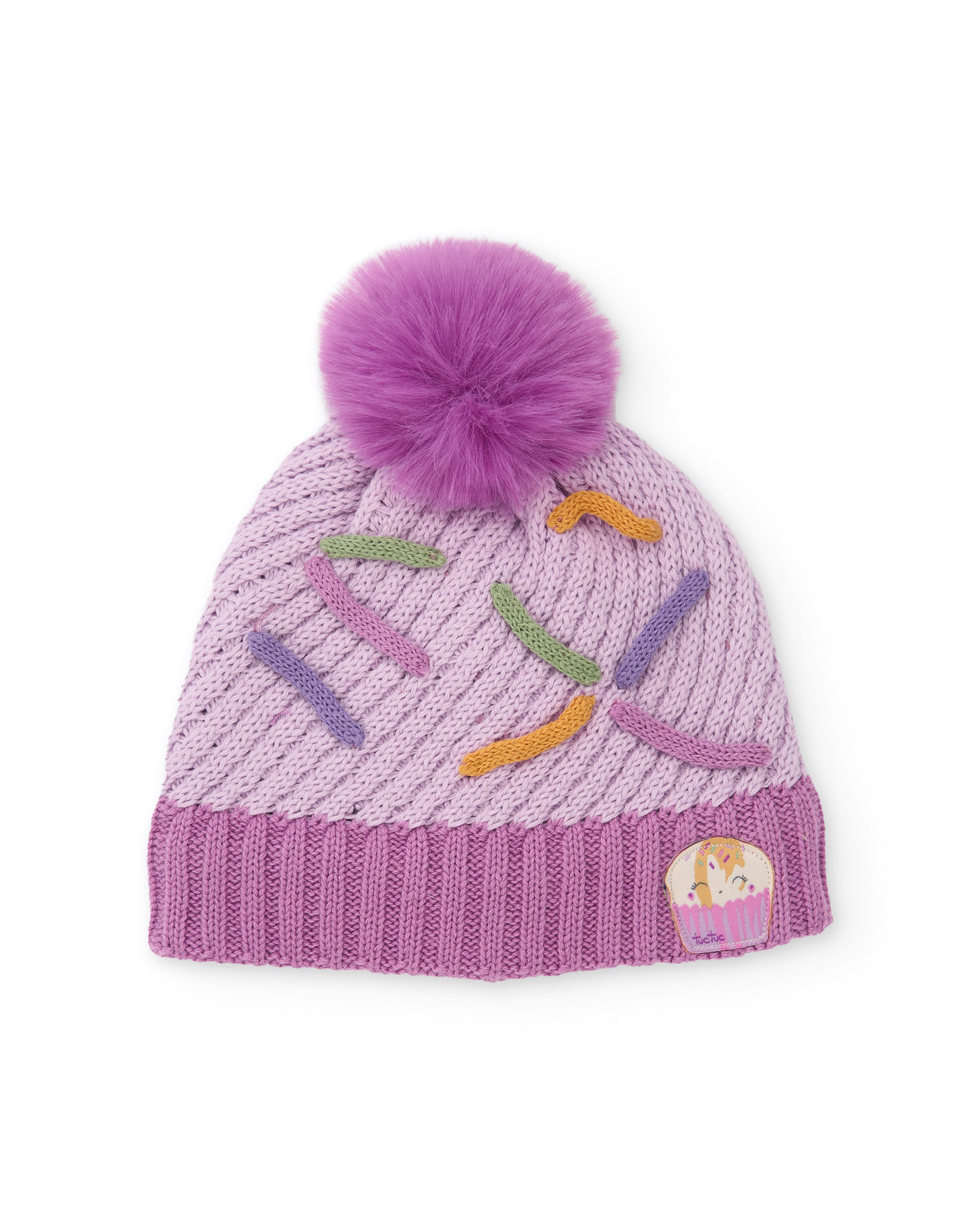 TucTuc Accessori cappellino neonato lilla maglia pompon