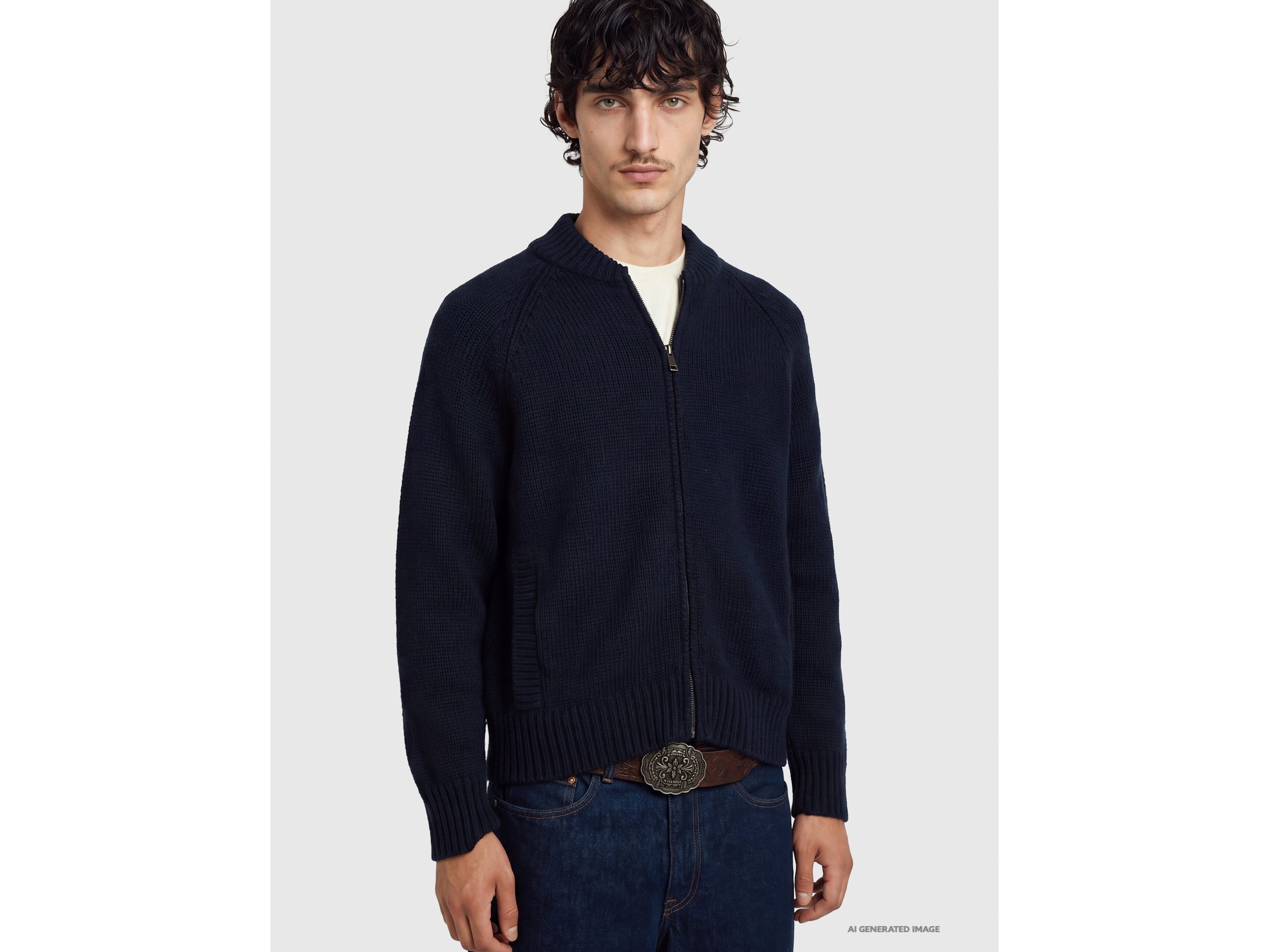 Benetton Sweaters Cardigan lana zip bomber taglia L