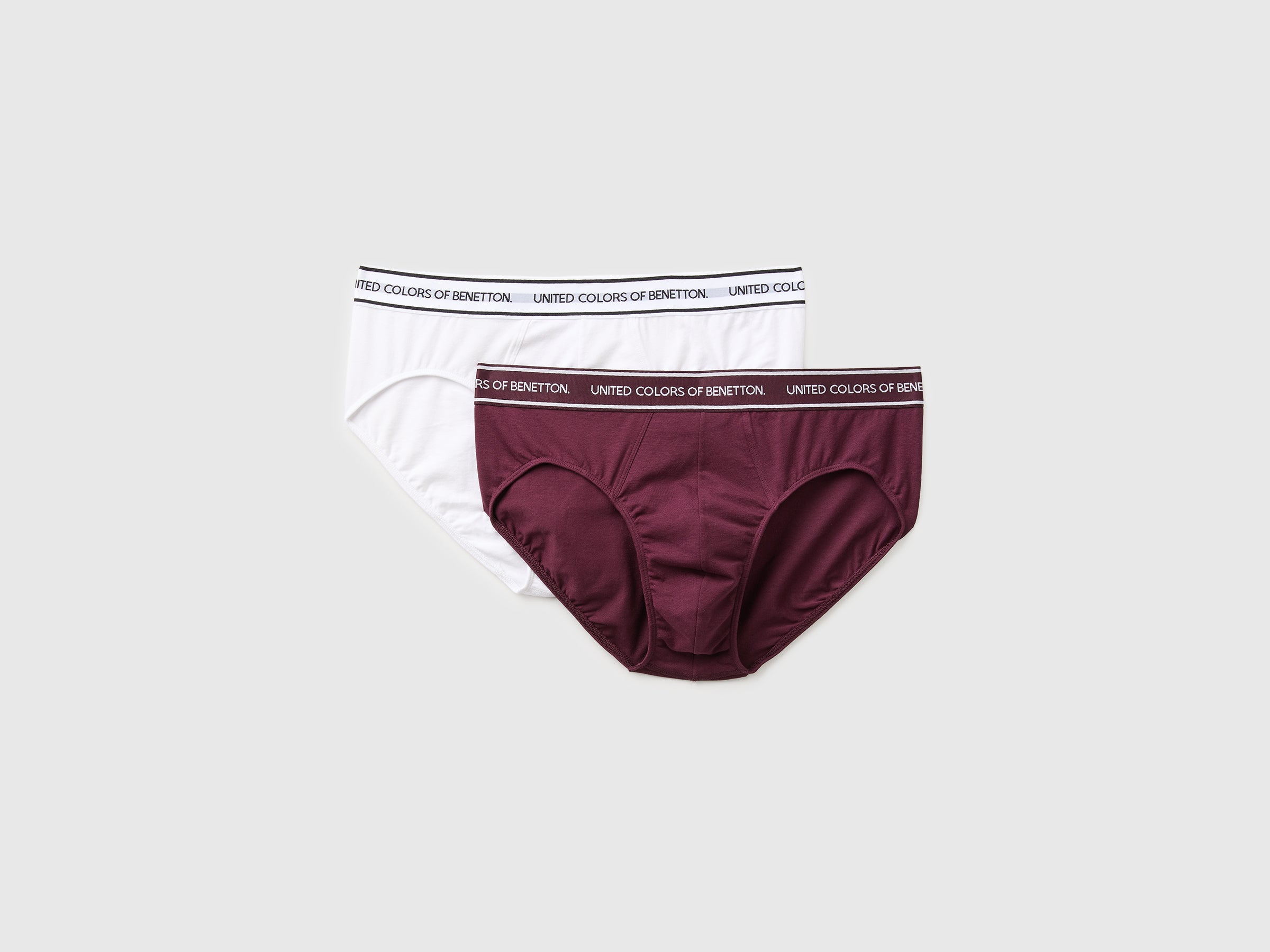 United Colors of Benetton Set 2 slip cotone bianco bordeaux M
