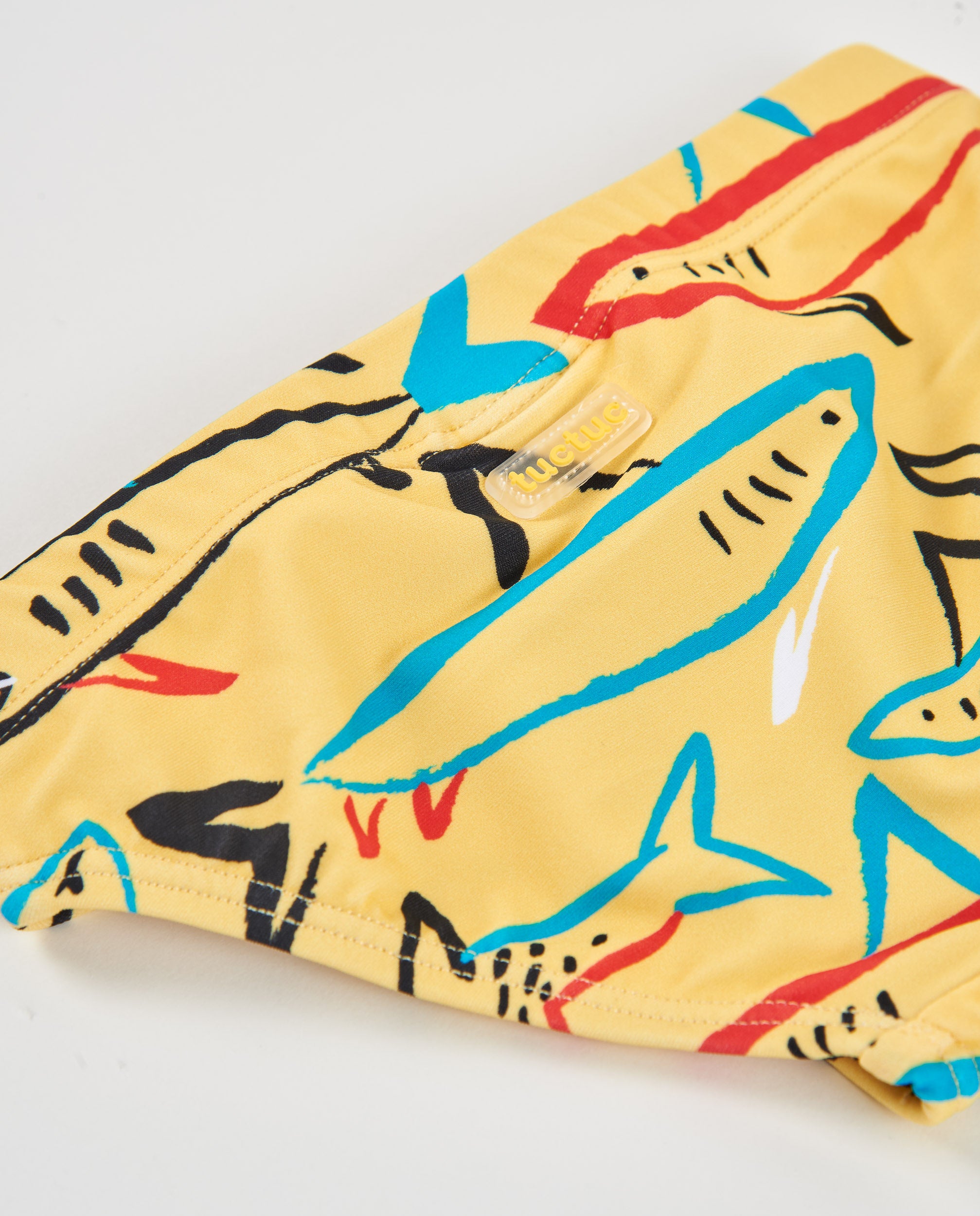 TucTuc Costumi slip bagno bimbo giallo squali