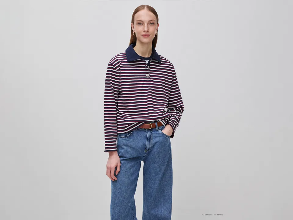 United Colors of Benetton Regular Polo a Righe M Cotone Pesante