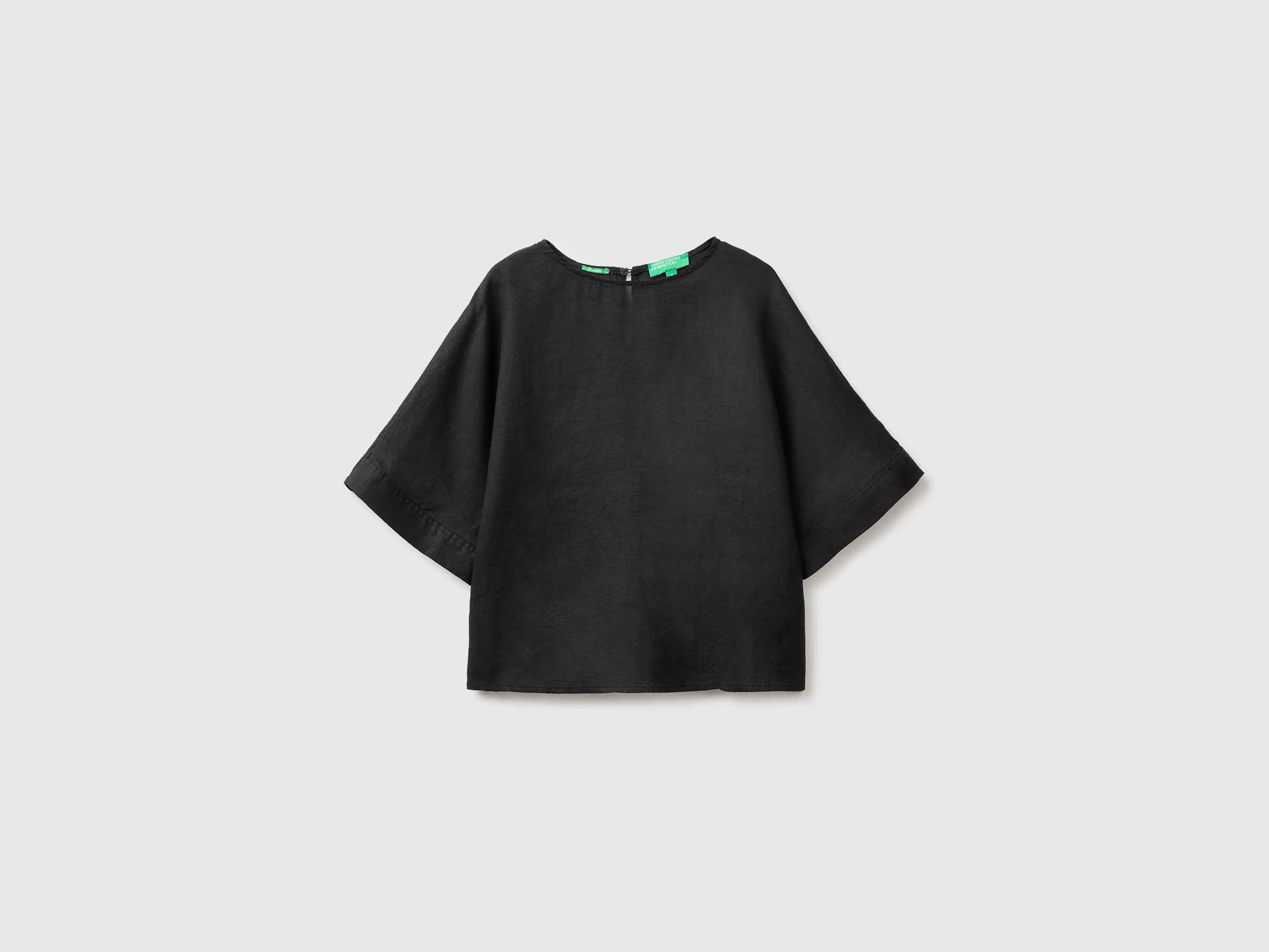 United Colors of Benetton Camicia lino scollo girocollo blusa XS
