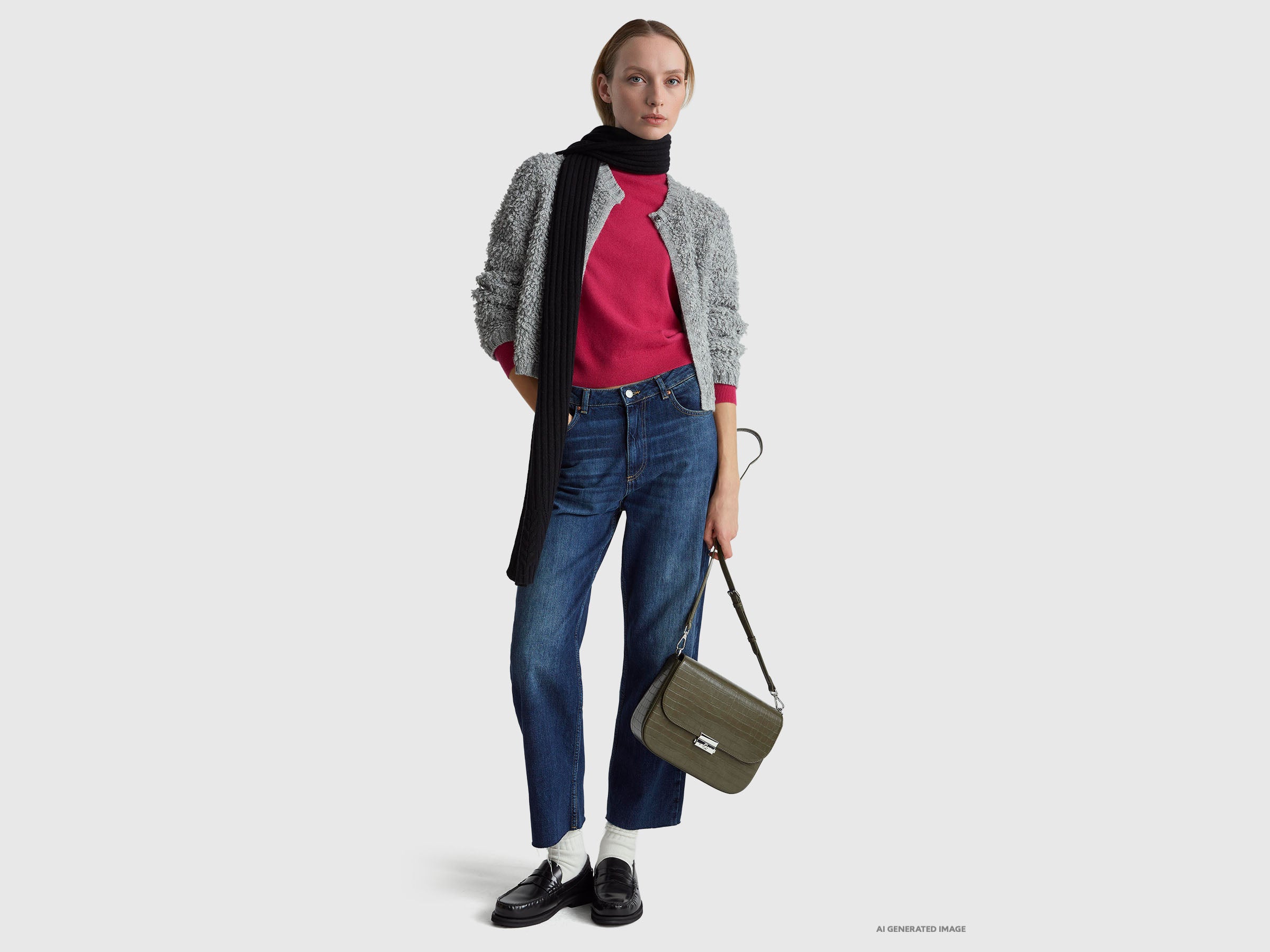 United Colors of Benetton Maglione dolcevita lana Merino fucsia