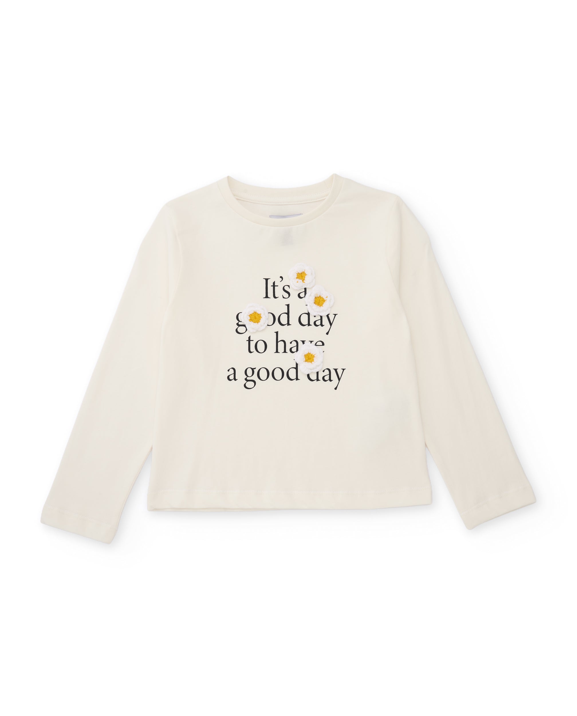 TucTuc Magliette T-shirt Bambina Bianca Maniche Lunghe Fiori