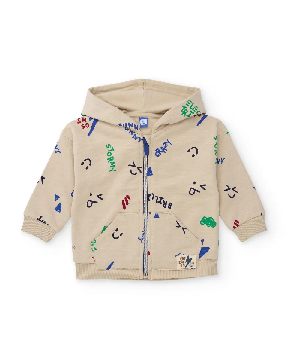 TucTuc Felpe giacca felpa bambino beige cappuccio zip