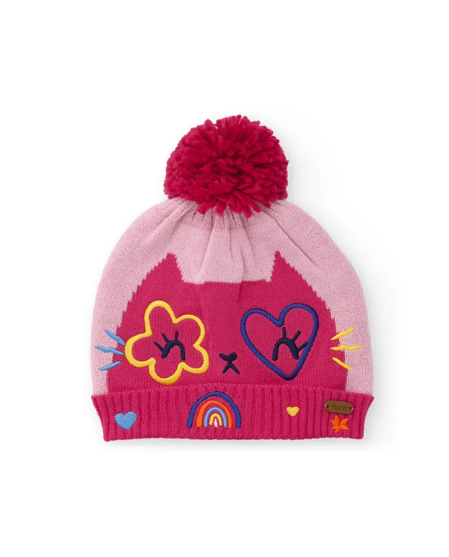 TucTuc Accessori Berretto Bambina Fucsia Tricot Pompon