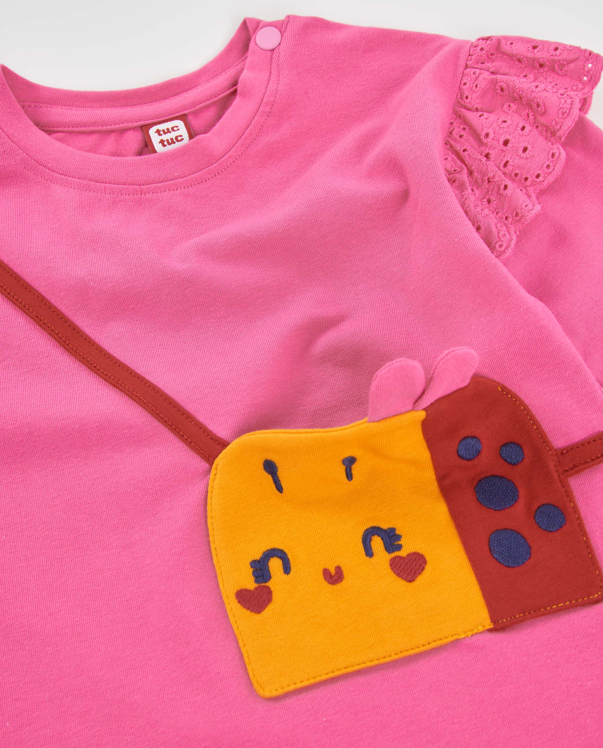TucTuc Magliette Maglietta Bambina Rosa Volant Stampa