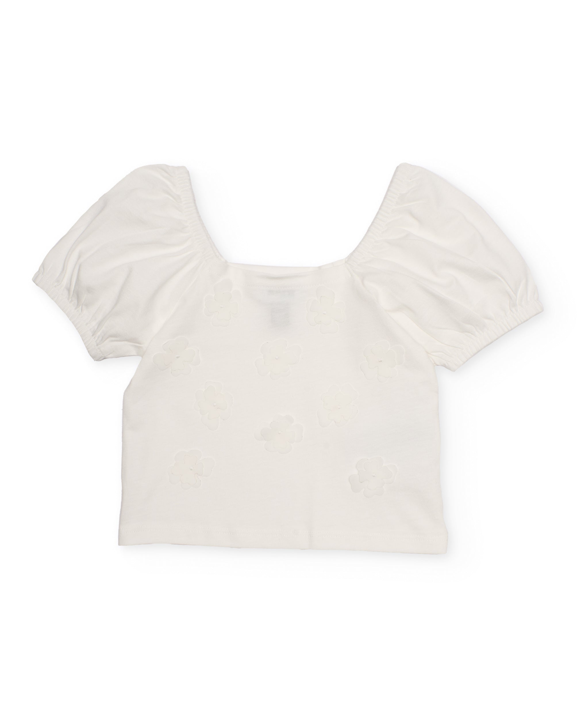 TucTuc Magliette t-shirt bambina bianca fiori rilievo