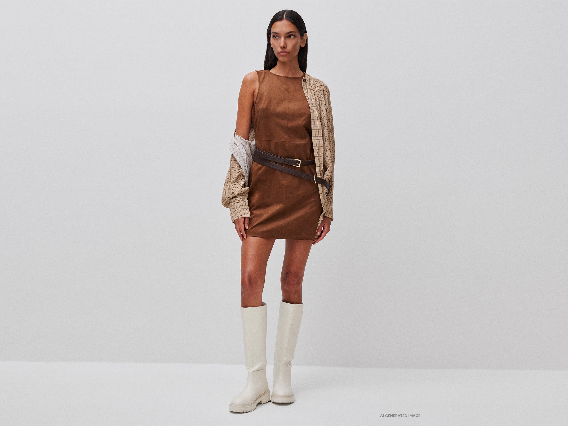 Benetton Abito smanicato effetto camoscio taglia 38