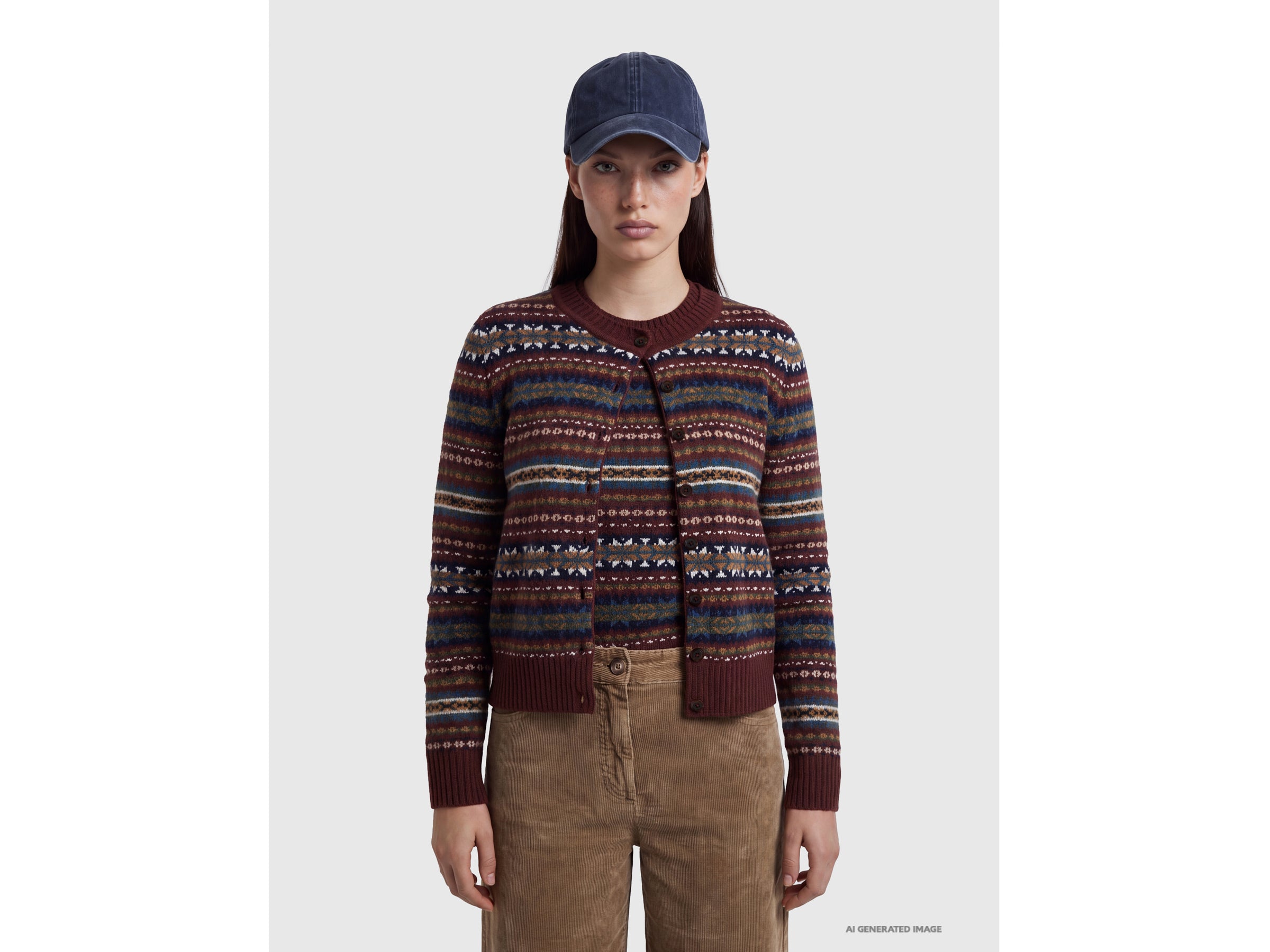 United Colors of Benetton Cardigan Jacquard lana collo tondo