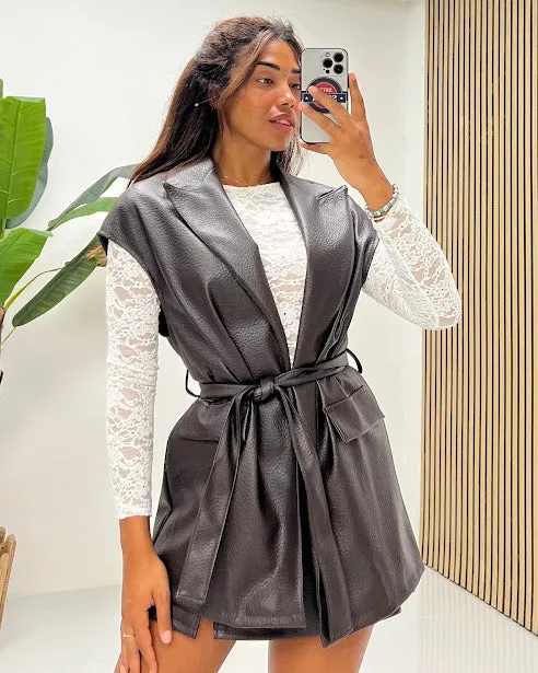 Sottosopra FI32 Gilet Ecopelle Donna Bordeaux Taglia Unica