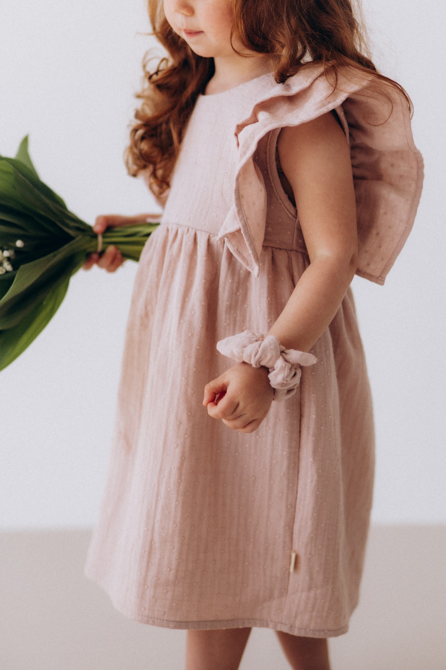 Woolly Organic Muslin Vestito Bambina Cotone Bio Volant