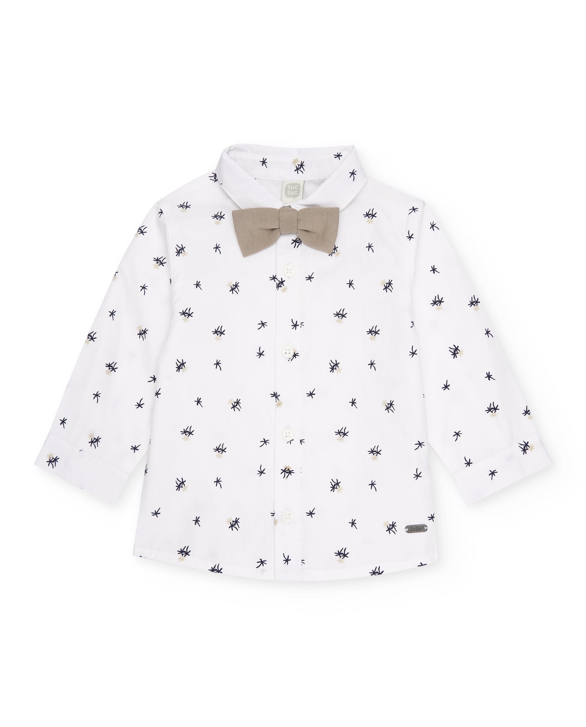 TucTuc Camicette Camicia Bimbo Bianco Palme con Papillon