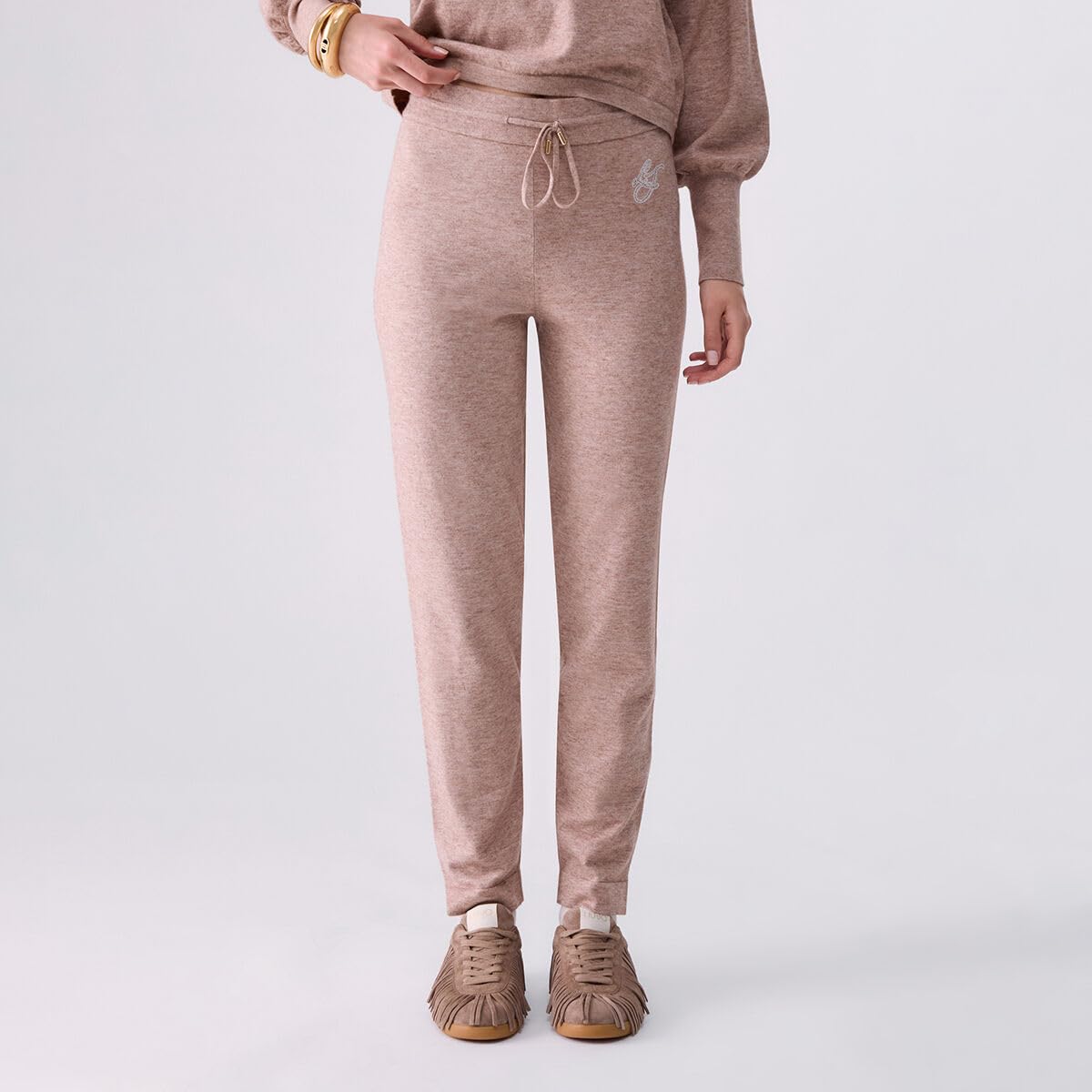 Liu Jo Pantaloni Maglia Logo LJ Coulisse Gamba con Spacchetti