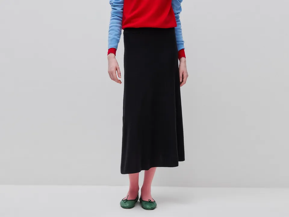 Benetton gonna midi maglia misto lana svasata M