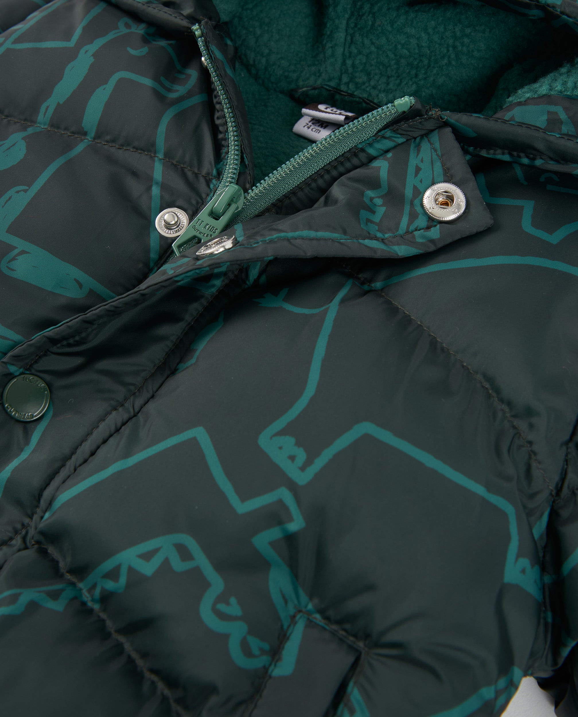 TucTuc Cappotti Cappotto bambino verde stampa rinoceronti