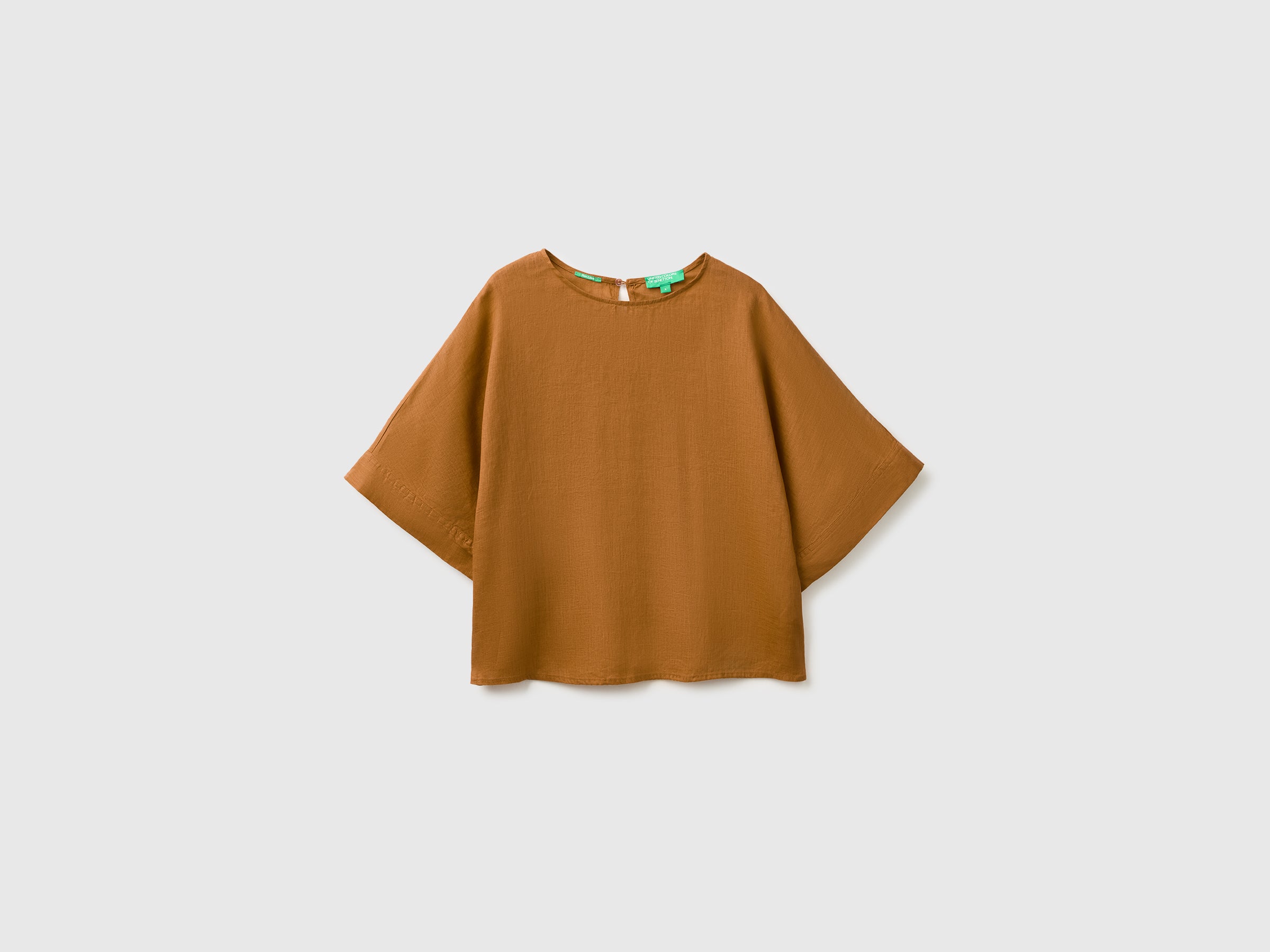 Benetton Camicetta Lino Girocollo Manica Kimono
