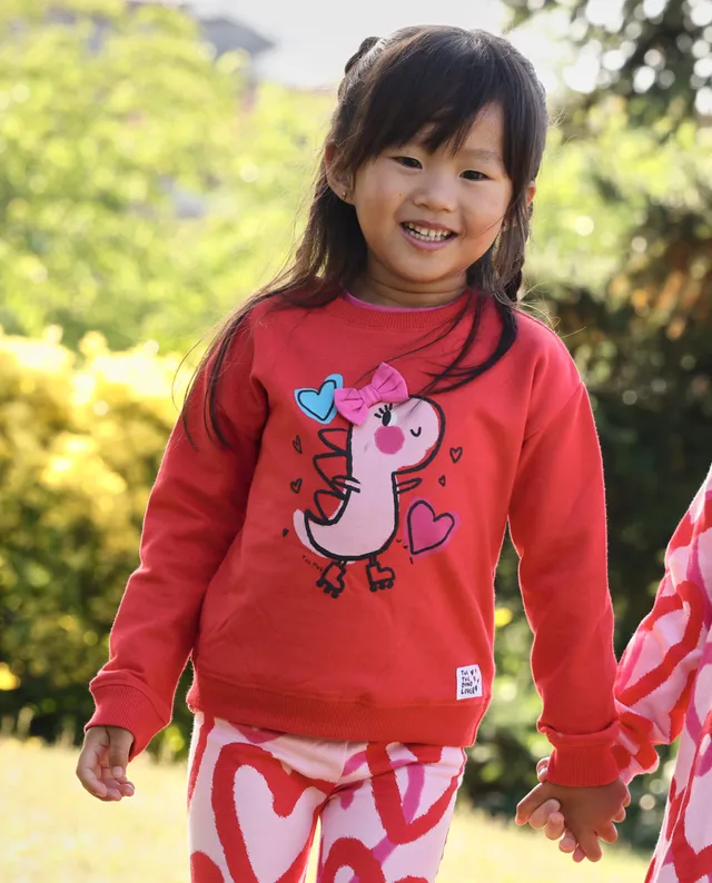 TucTuc Felpe felpa bambina dinosauro rosso caldo