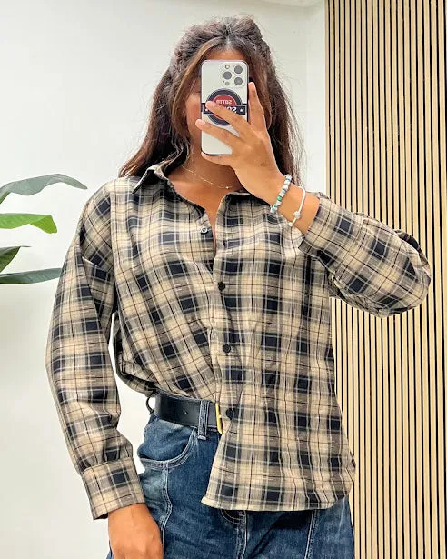 Sottosopra Donna camicia fi10 quadri nera unica