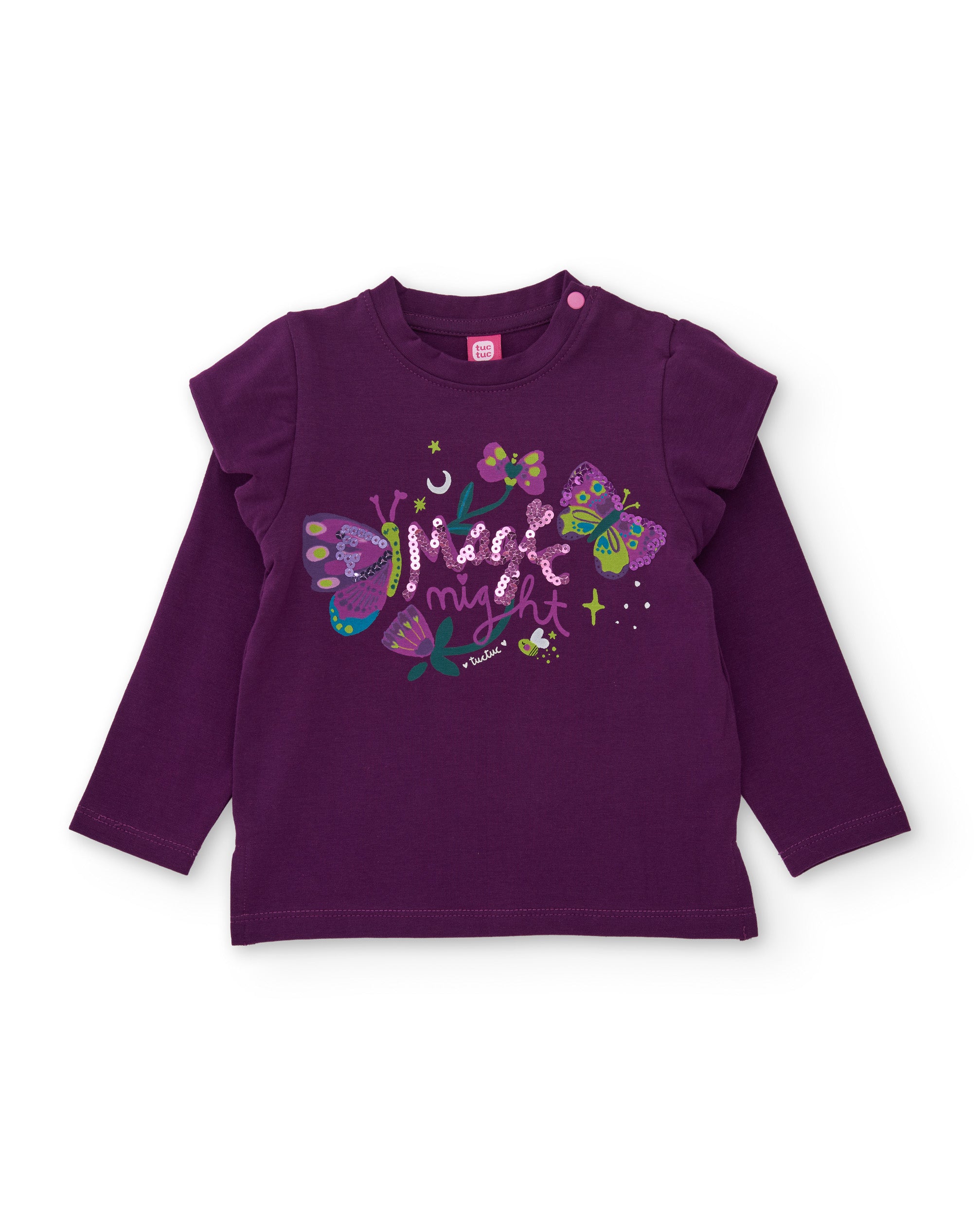 TucTuc Magliette Maglietta bambina maniche lunghe farfalle viola