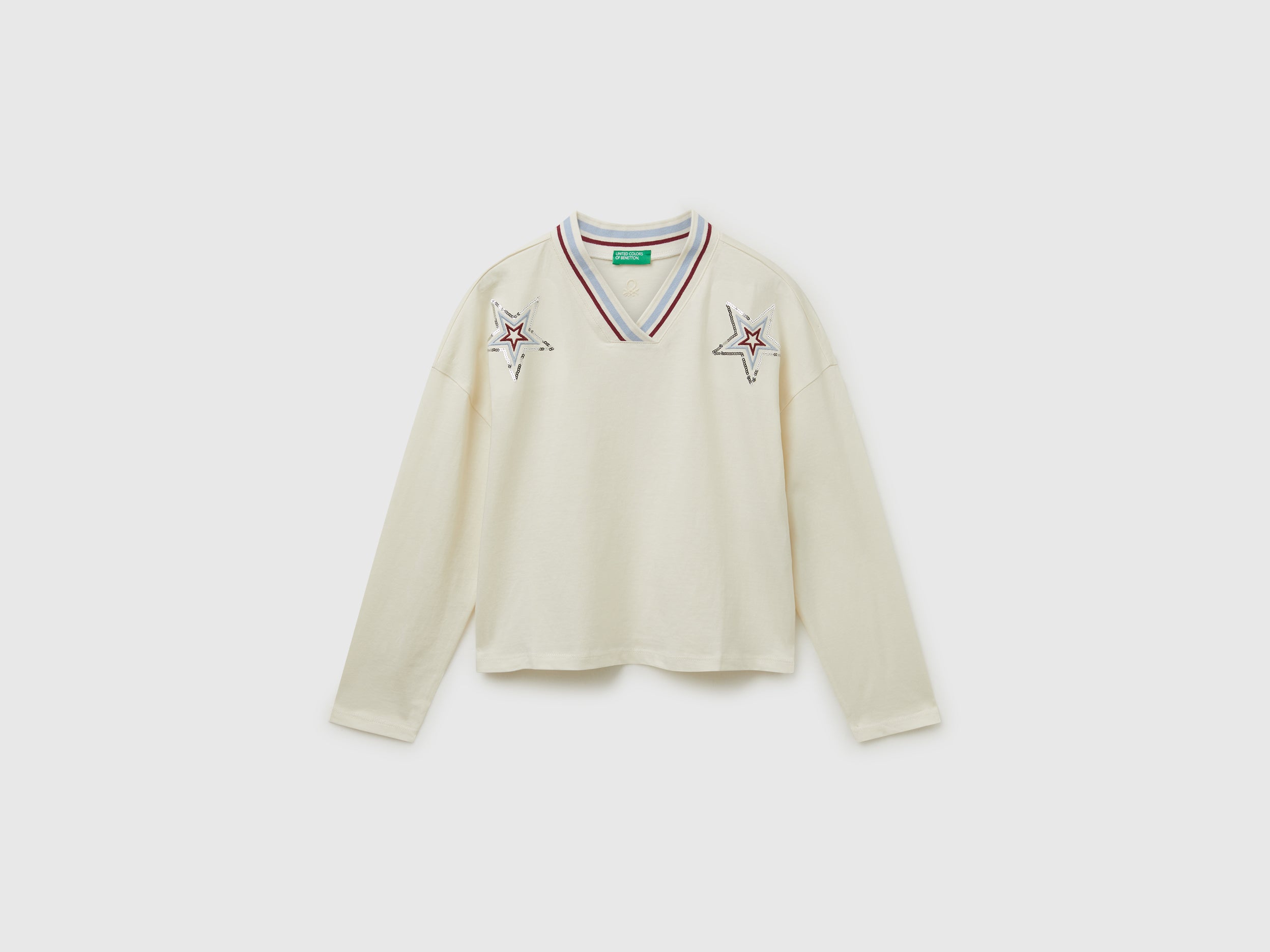 United Colors of Benetton T-Shirt Ricamo Paillettes Maglietta Cotone M