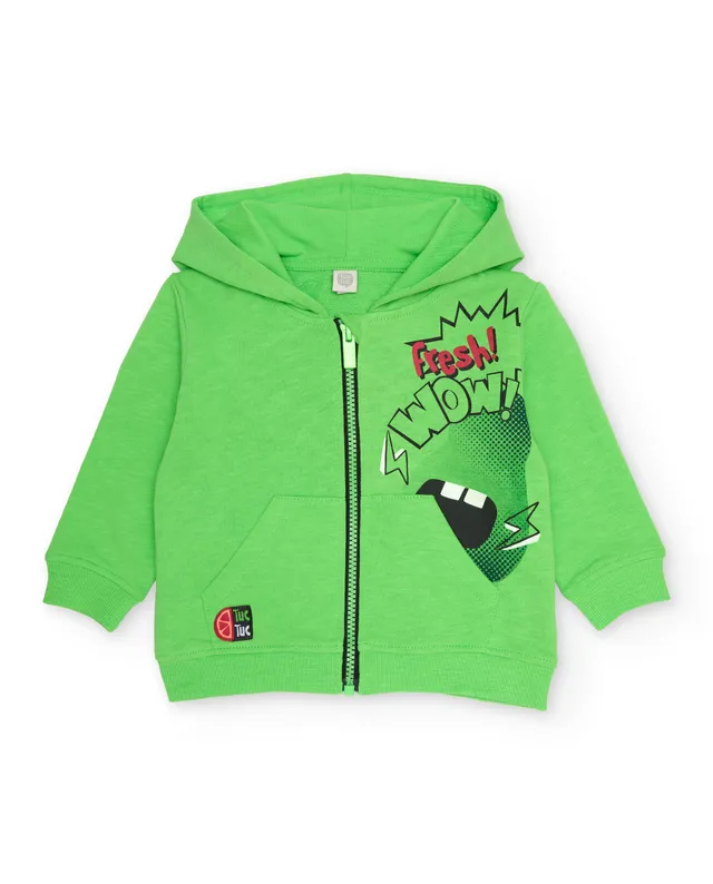 TucTuc Felpe Felpa Bambino Verde Cappuccio Cerniera