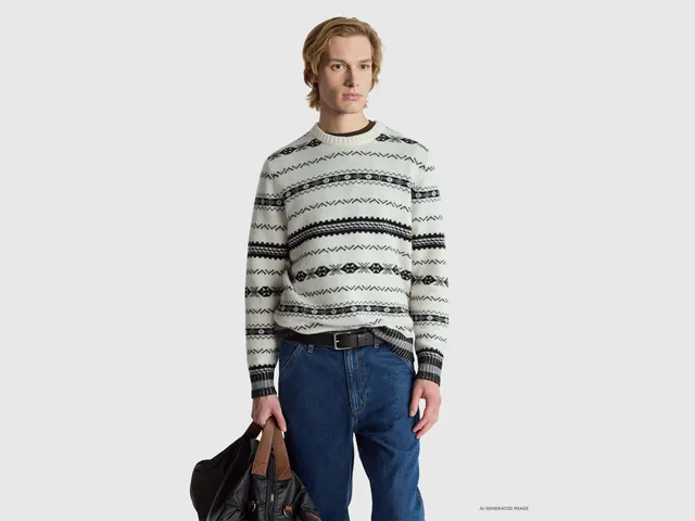 United Colors of Benetton Maglione Jacquard Natalizio Taglia M