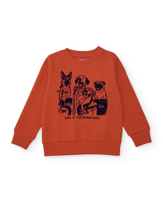 TucTuc Felpe felpa bambino arancione cani rocker cotone
