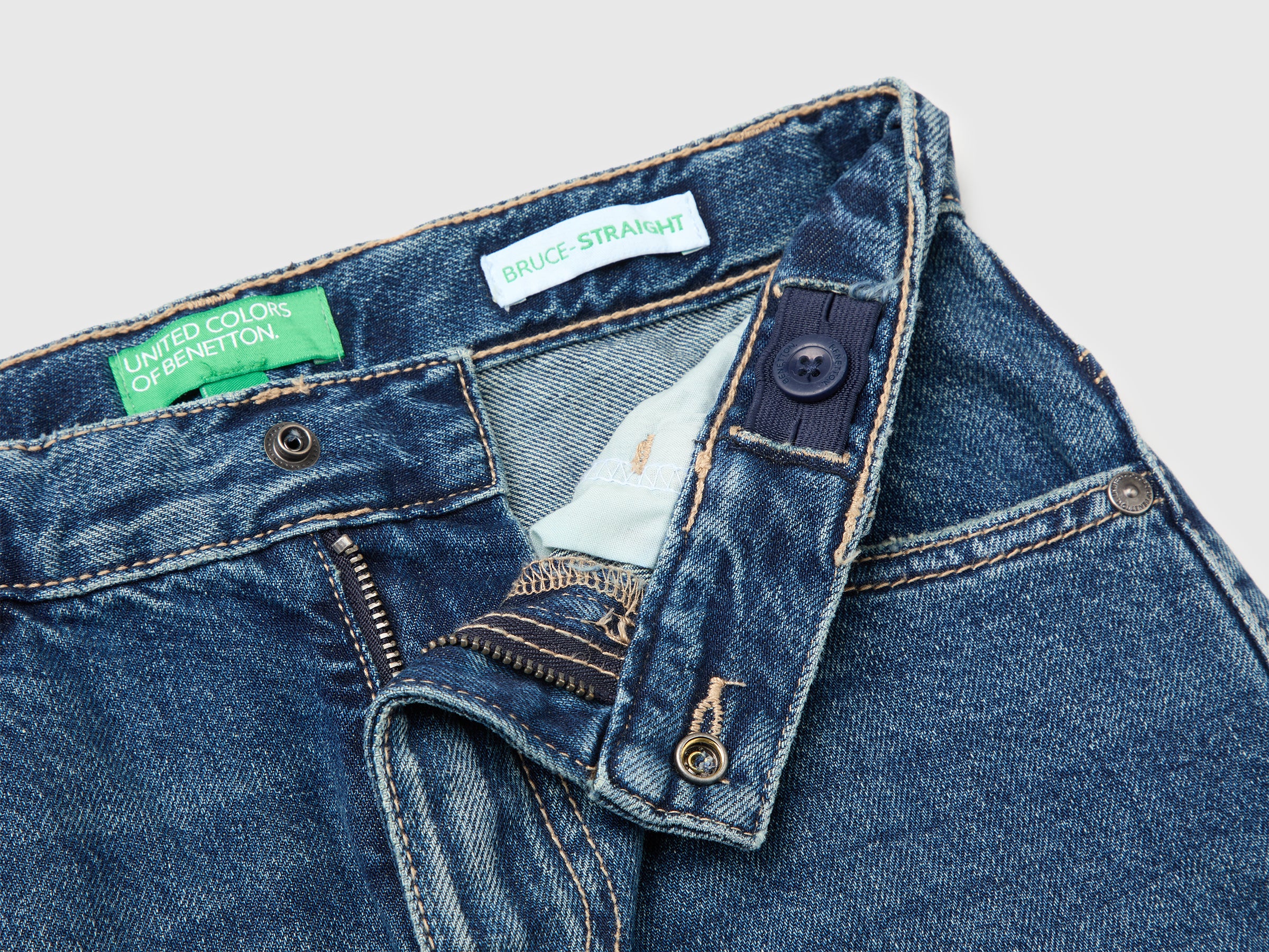 Benetton Jeans dritti strappati cotone 5 tasche