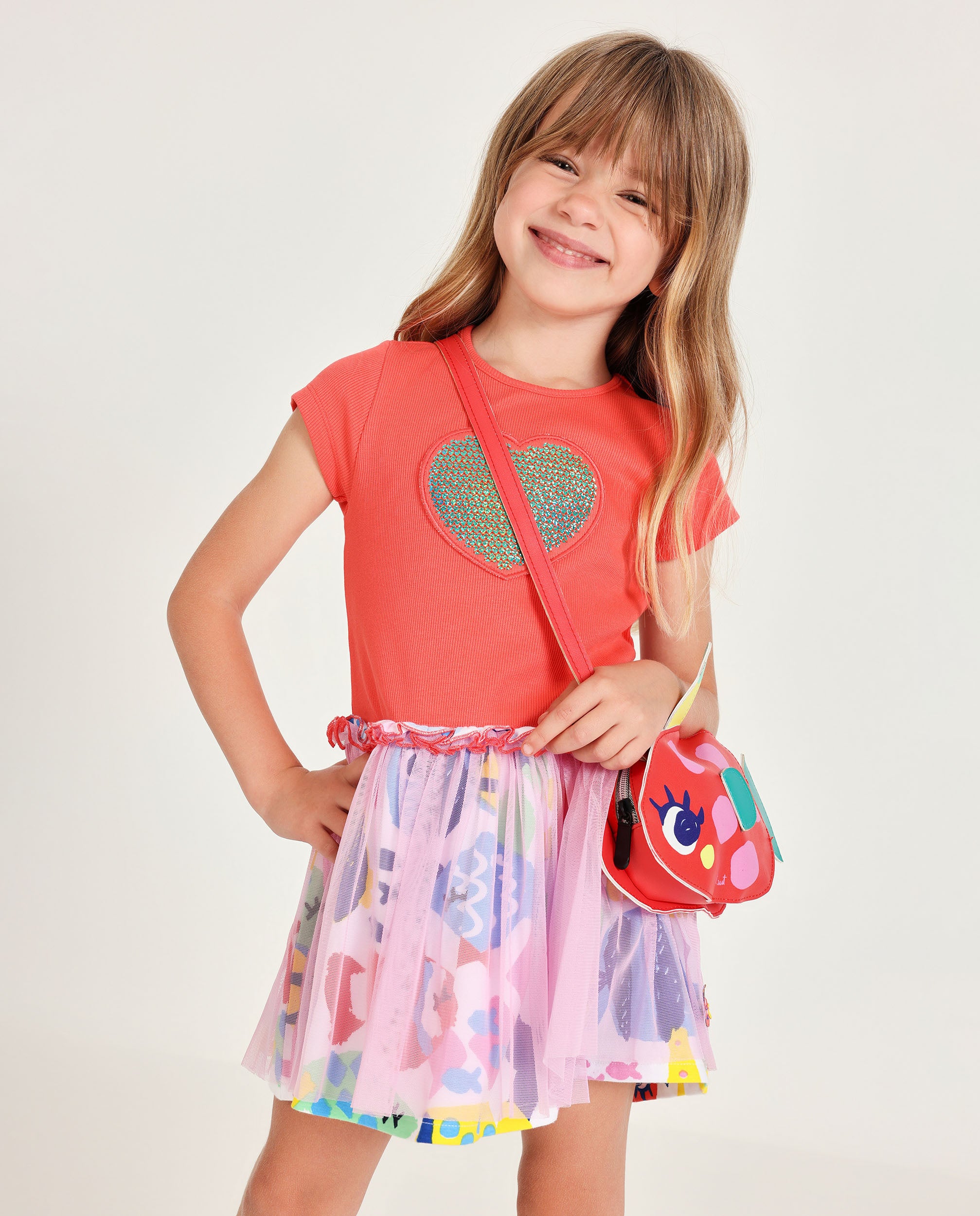 TucTuc Vestiti Vestito Maglia Bambina Rosso Cuore Paillettes