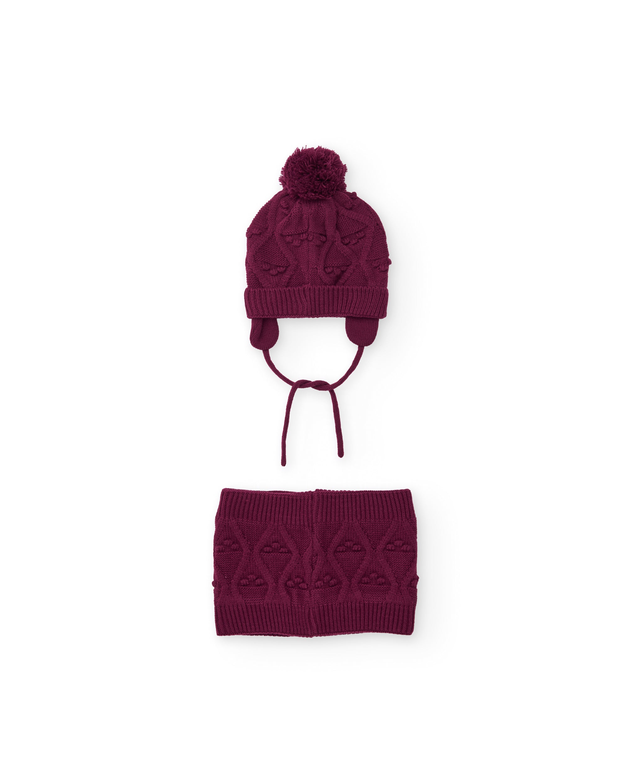 TucTuc Set Bambina Berretto Scaldacollo Bordeaux Maglia