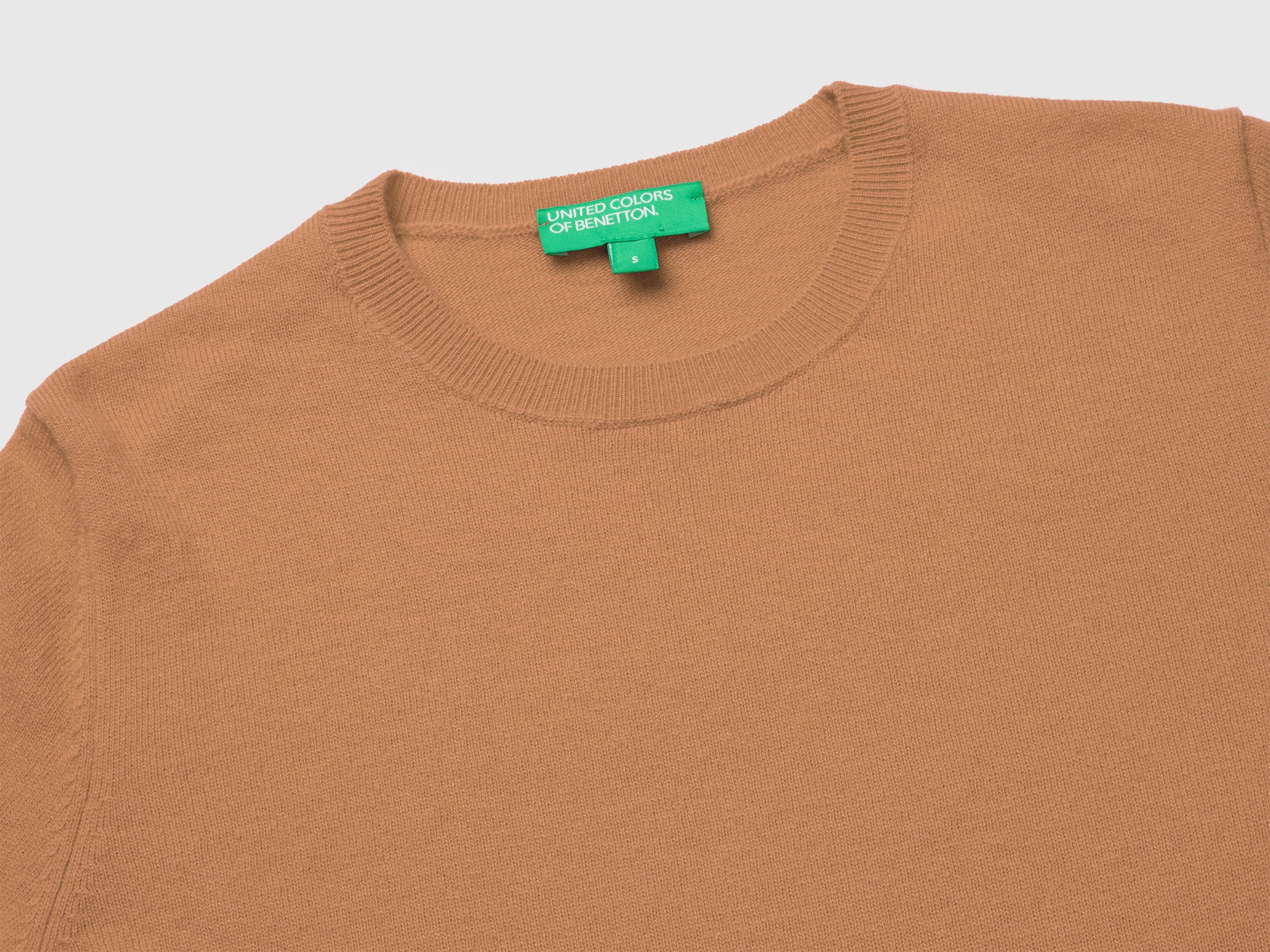 United Colors of Benetton Camel Maglione lana merino girocollo